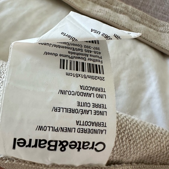 Crate & Barrel Pillow 20x20 - Picture 2 of 3